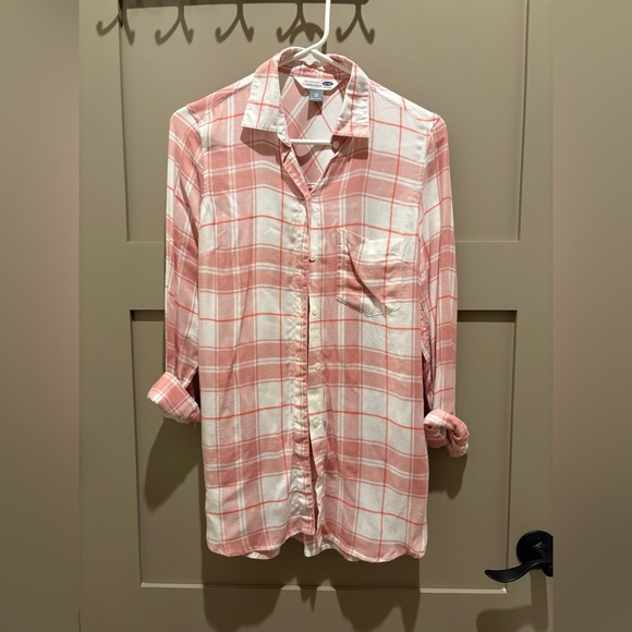 Old Navy Tops - Old Navy Pink and White Plaid Shirt